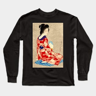 Ukiyo-e geisha with a fan japanese painting Torii Kotondo Long Sleeve T-Shirt